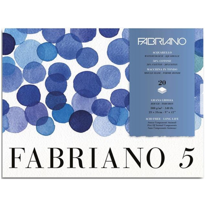 Bloc Fabriano 5 - 300gr - 20 feuilles - Grain torchon - 4 formats - 26
