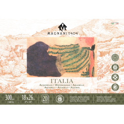 Bloc aquarelle Magnani 100% coton Italia - 20 feuilles - 300g/m² - Gra
