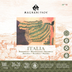 Bloc 100% coton 20x20 cm Italia-300gr-20 feuilles-Grain fin pressé à f