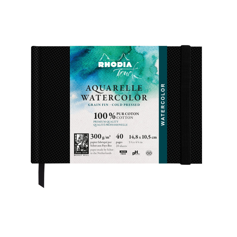 Carnet Aquarelle Rhodia Touch - A6 - Paysage - 40 pages - 300g/m² - 10