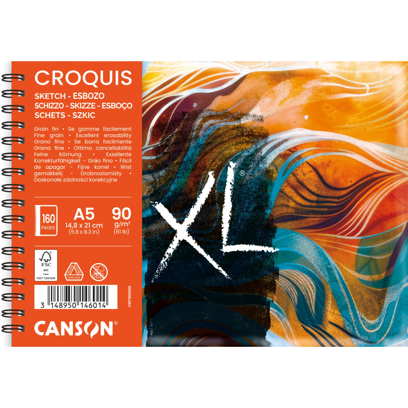 Album de dessin XL croquis Waves A5 - 80 feuilles - 90gr - Canson