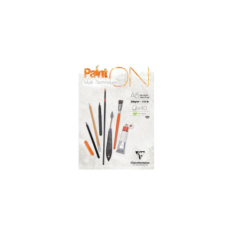 Bloc Paint on encollé blanc 40 feuilles - Format A5