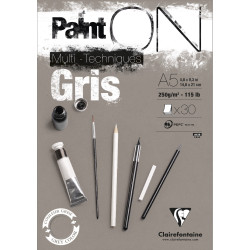 Bloc Paint on encollé gris 30 feuilles - Format A3