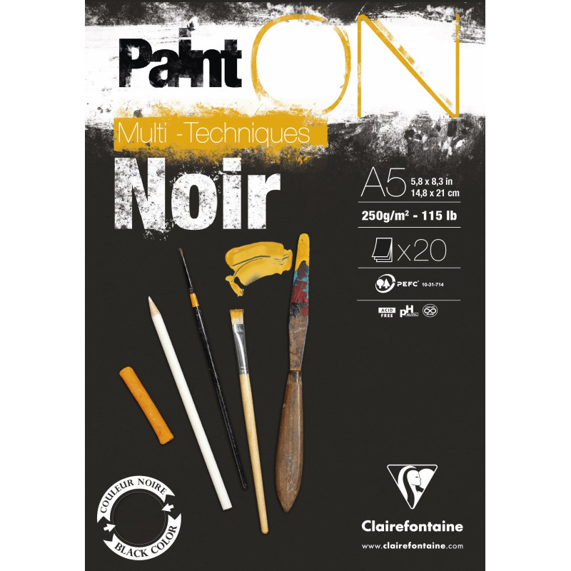 Bloc Paint on noir 20 feuilles - Format A4