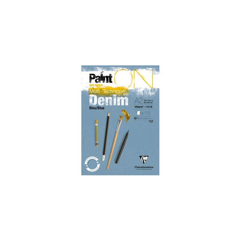 Bloc Paint on encollé Bleu Denim 15 feuilles - Format A4