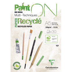 Bloc Paint on encollé papier recyclé 30 feuilles - Format A3