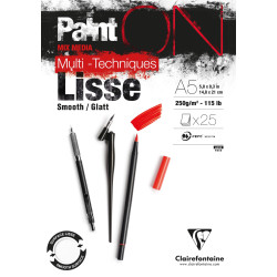 Bloc Paint on encollé lisse blanc 25 feuilles - Format A3