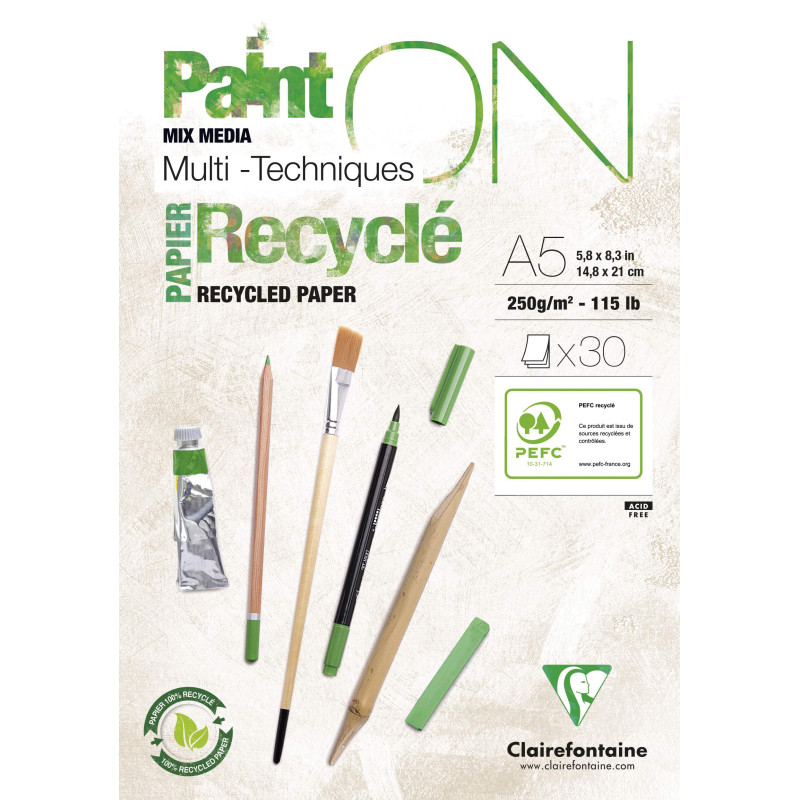 Bloc Paint on encollé papier recyclé 30 feuilles - Format A2