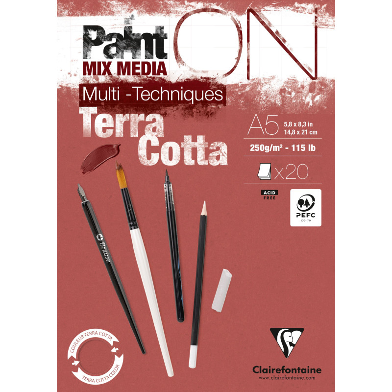 Bloc Paint-On encollé - 20 feuilles - 250gr/m² - A5