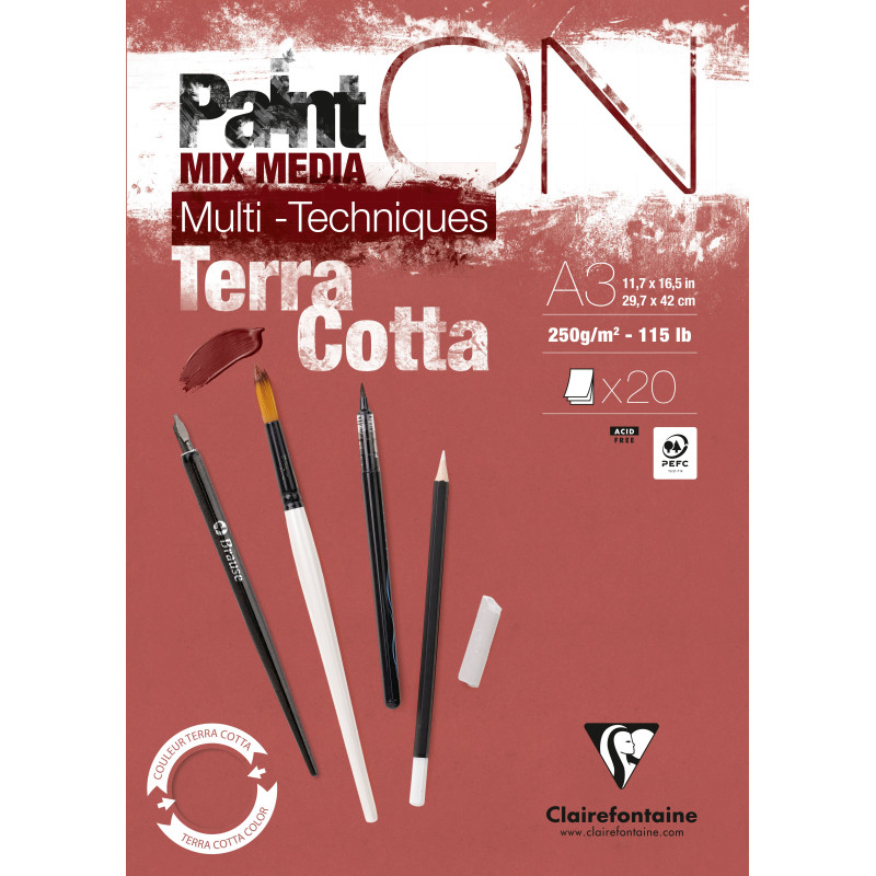 Bloc Paint-On encollé - 20 feuilles - 250gr/m² - A3