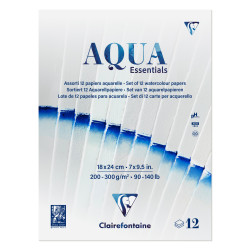 Aqua Essentials bloc collé 12 papiers aquarelle assortis 18x24cm 12F 2