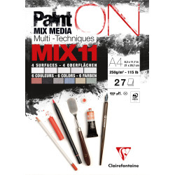 Bloc PaintON MIX11 - 27 feuilles assorties A4 250g - Clairefontaine
