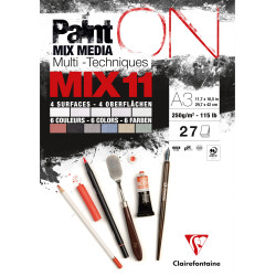 Bloc PaintON MIX11 - 27 feuilles assorties A3 250g - Clairefontaine