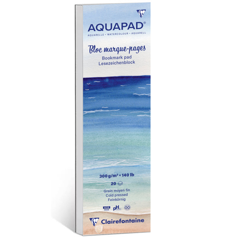 Bloc collé Aquapad Marque-pages aquarelle 6x20cm 20F 300g - Clairefont