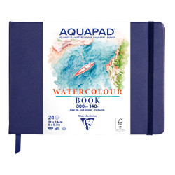 Carnet rembordé rigide Aquapad Aquarelle 21x14 24F 300g - Clairefontai