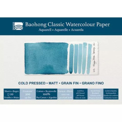 Bloc de papier aquarelle Classic Baohong 15x21 300g 20 feuilles grain