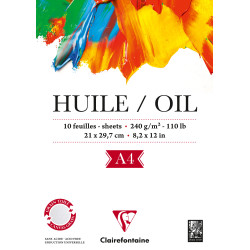 Bloc huile - 10 feuilles - 240g/m² - Collé petit côté - format A4 & A3