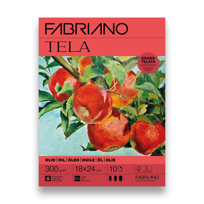 Bloc Huile TELA - 300g/m² - 10 feuilles - 3 tailles - Fabriano - 18 x