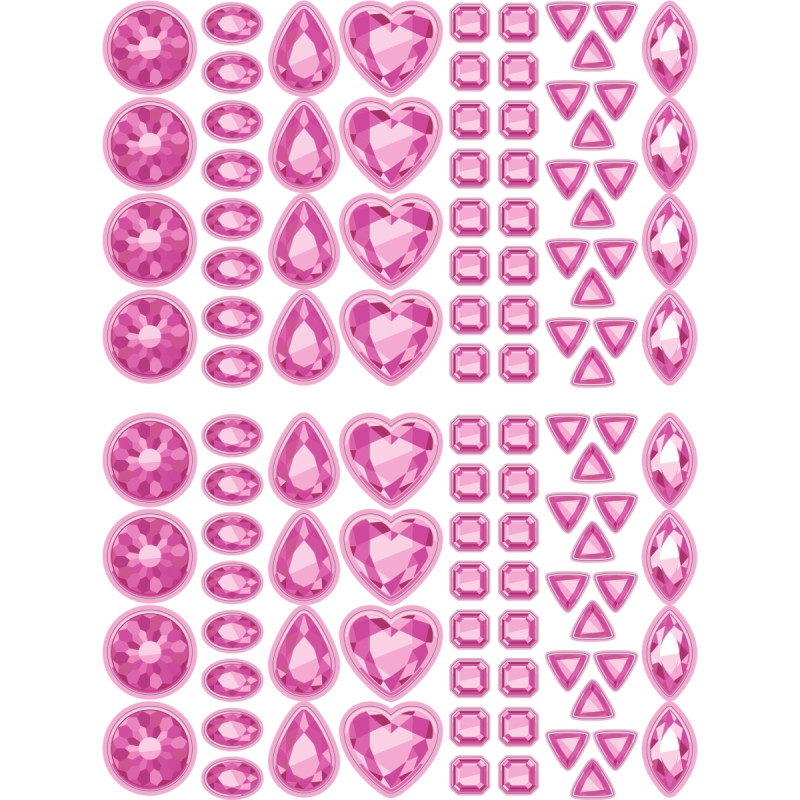 Pochette de 2200 gommettes formes pierres précieuses adhésives reposit