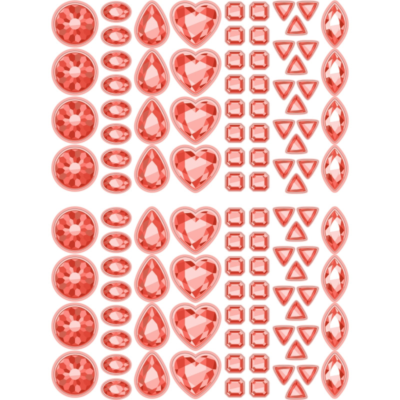 Pochette de 2200 gommettes formes pierres précieuses adhésives reposit