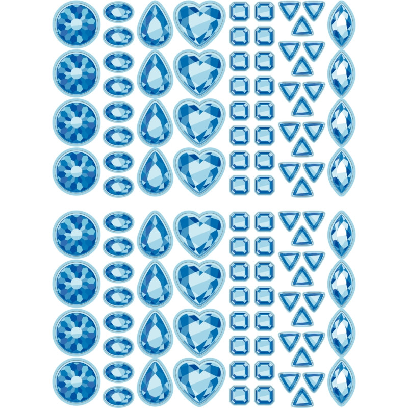 Pochette de 2200 gommettes formes pierres précieuses adhésives reposit