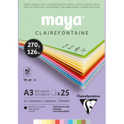 Blocs papier Maya Couleurs pastel - A4 270g/m²