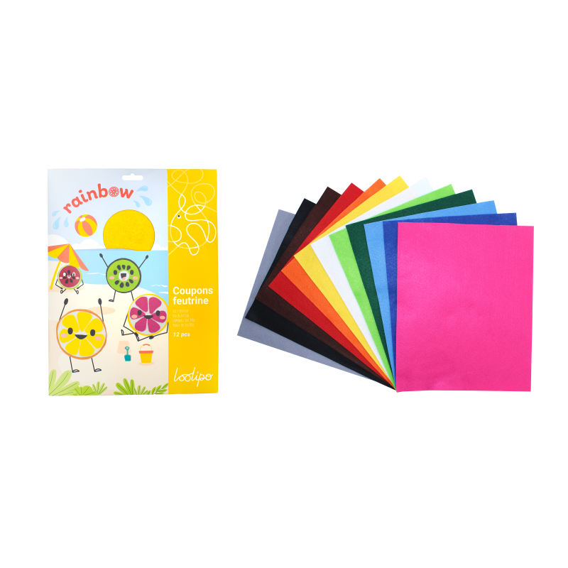 Feutrine - 100% polyester - 24x30cm - 12 couleurs