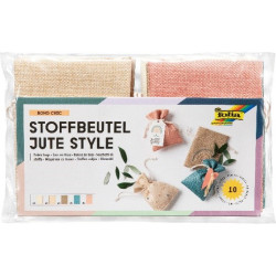 Sac toile de jute naturelle 10 x 13,5 cm - 10 couleurs assorties