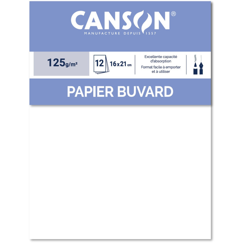 Papier Buvard blanc pochette de 12