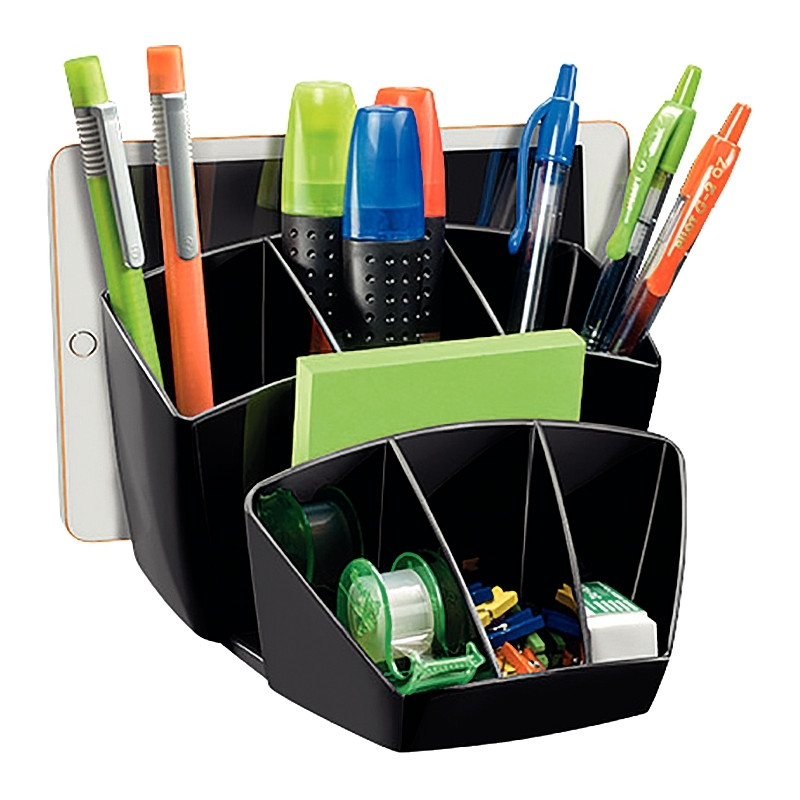 Multipot à crayons 8 compartiements noir