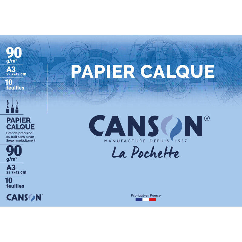 Pochette Canson calque A3 90g 10 feuilles