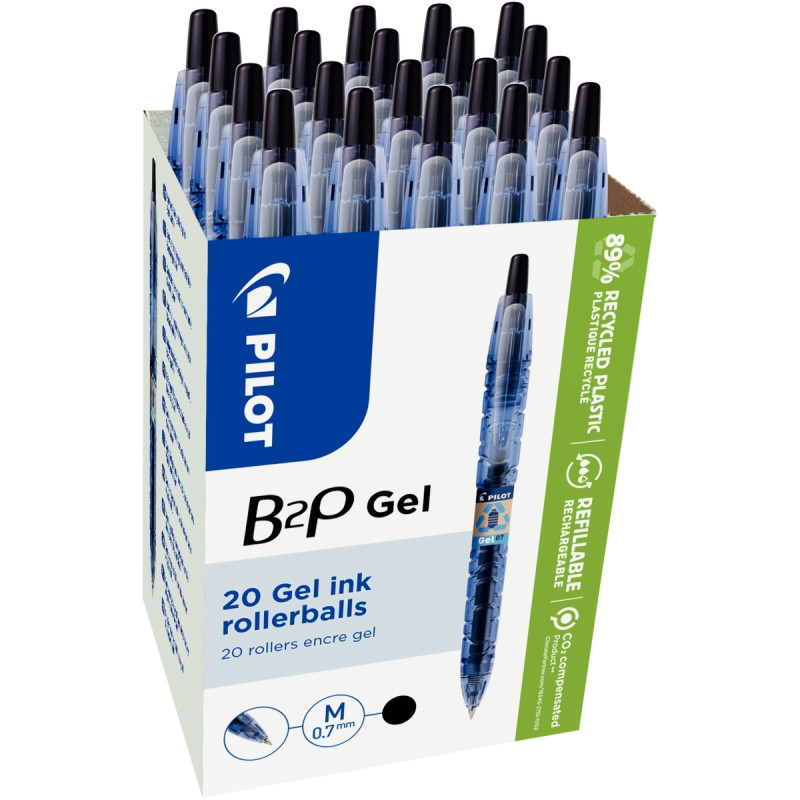 Pack de 20 stylos gel B2P noirs dont 4 gratuits