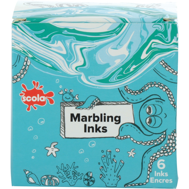 Kit de marbling 6 flacons 25ml, couleurs classiques