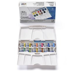 Boîte de peinture aquarelle fine 12 1/2 godets Pocket Plus Cotman