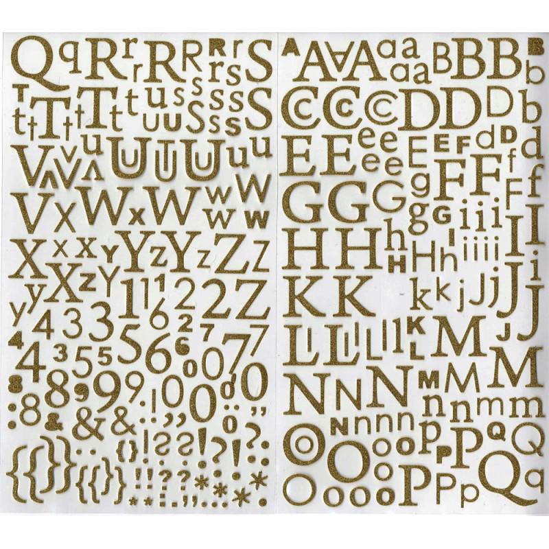 Stickers Alphabet pailletés or- 300 pièces
