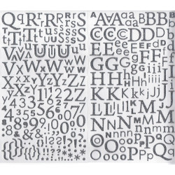 Stickers Alphabet pailletés argent - 300 pièces