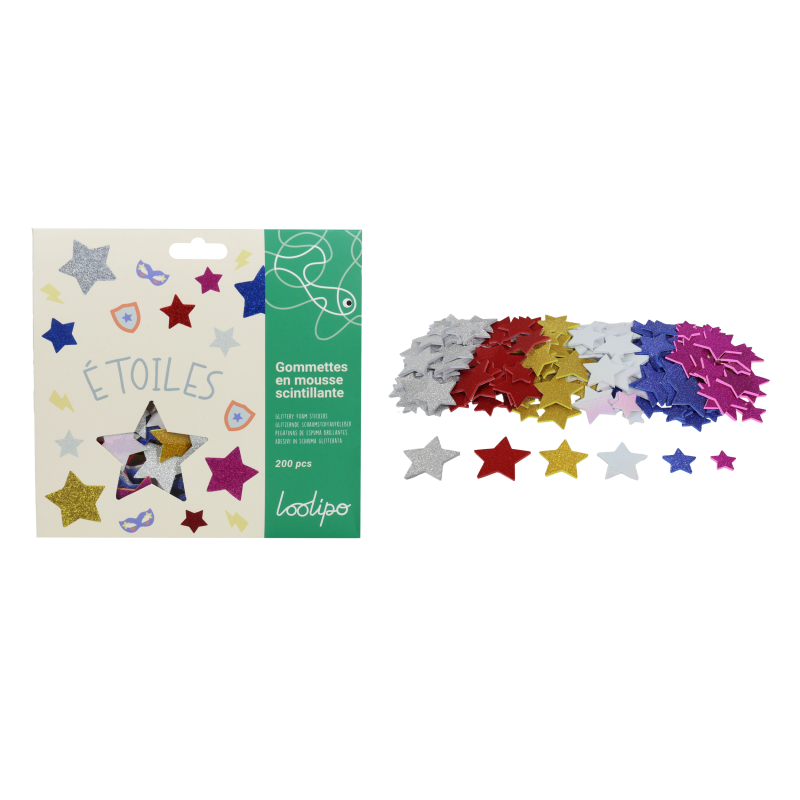 Mousses adhésives étoiles pailletés