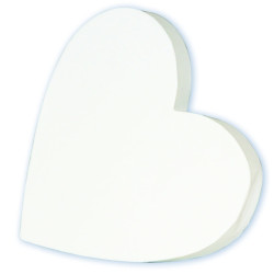 Papier maché blanc déco Cœur plein 1,5 x 12 x 12cm