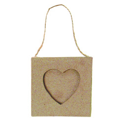 Papier maché déco Mini Cadre cœur 8 x 8 cm