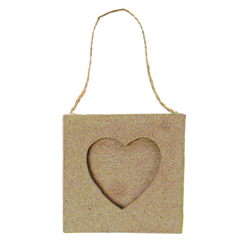 Papier maché déco Mini Cadre cœur 8 x 8 cm