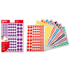 Gommettes permanentes rondes - Gommettes rondes diam 15 mm 4 couleurs