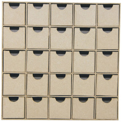 Calendrier de l'Avent en papier mâché 5x25x25 cm