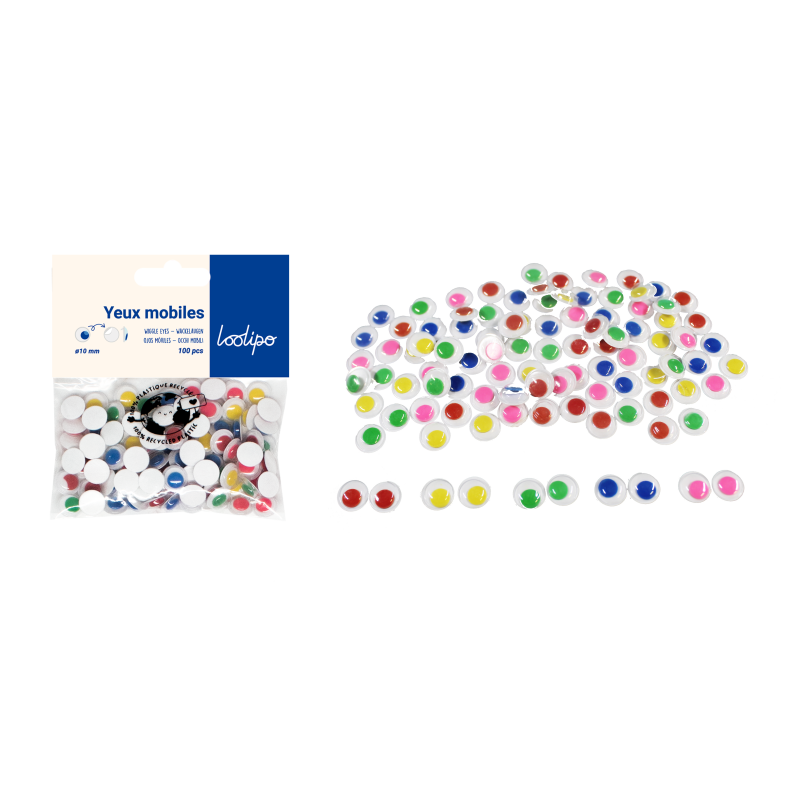 Yeux mobiles adhésifs couleurs sans cils