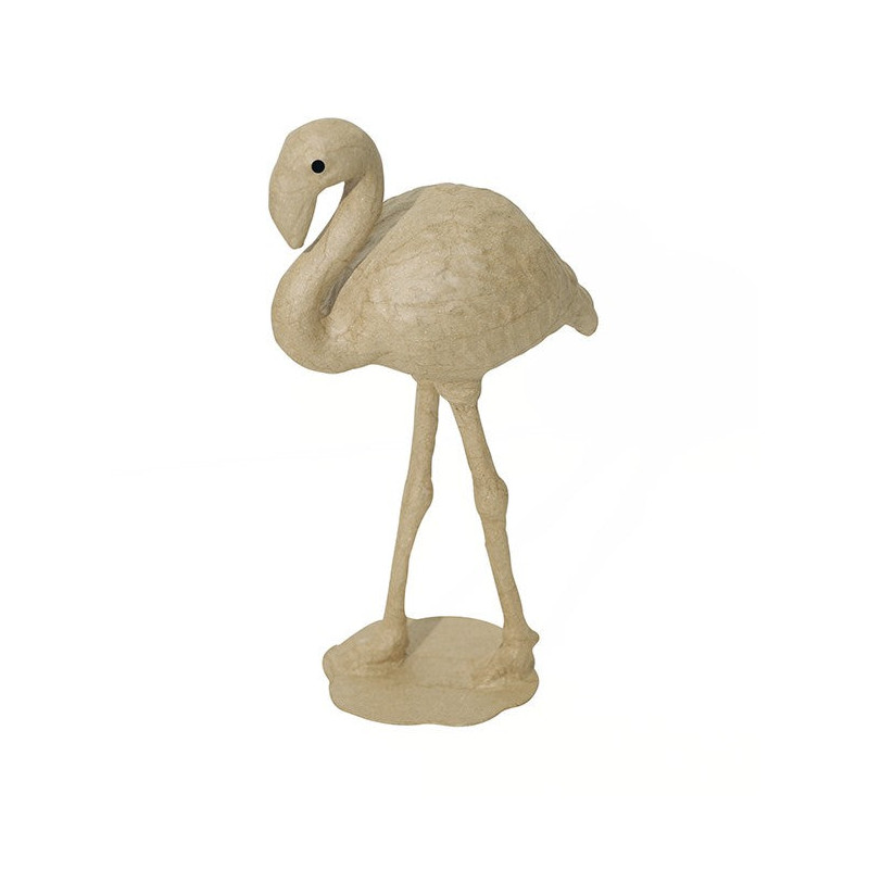Papier maché déco Flamant rose 15 x 7 x 27 cm