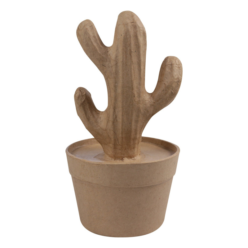 Papier maché déco cactus 9.5 x 9.5 x 18.5 cm