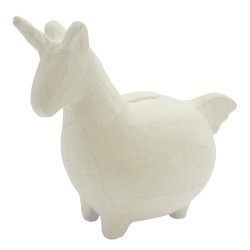 Tirelire licorne en papier maché à décorer 19.5 x 10 x 15.5 cm