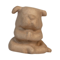 Bulldog yoga en papier maché à décorer 13.5 x 10.5 x 13.5 cm