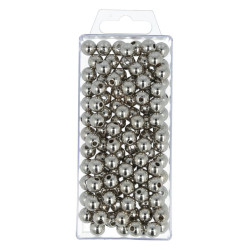 Perles métallisées en plastique couleur argent