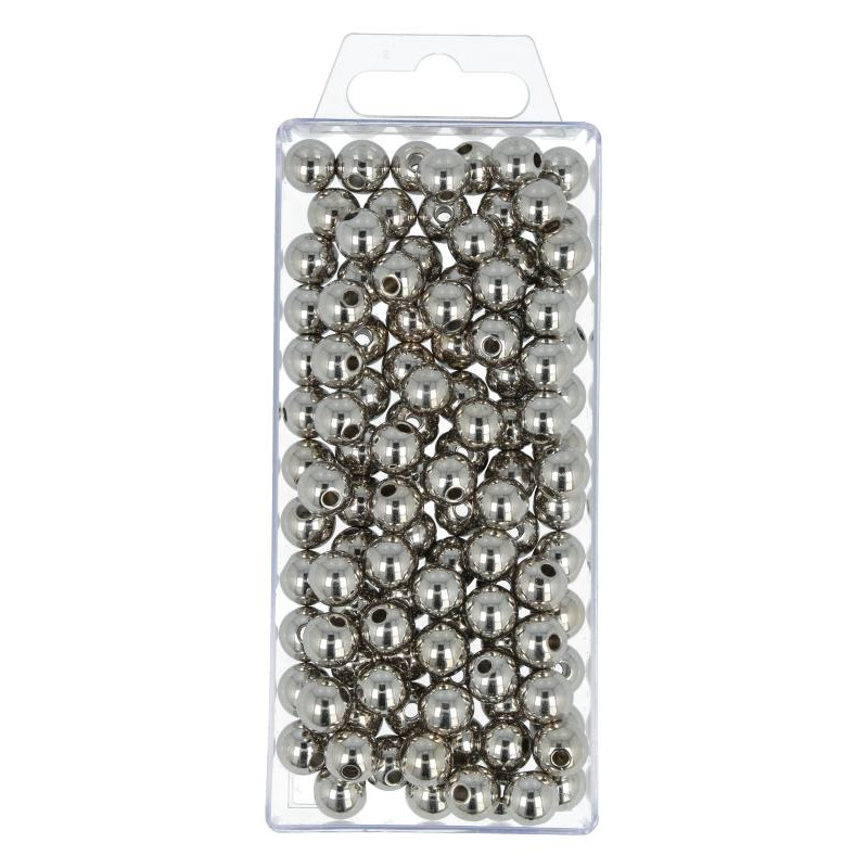 Perles métallisées en plastique couleur argent