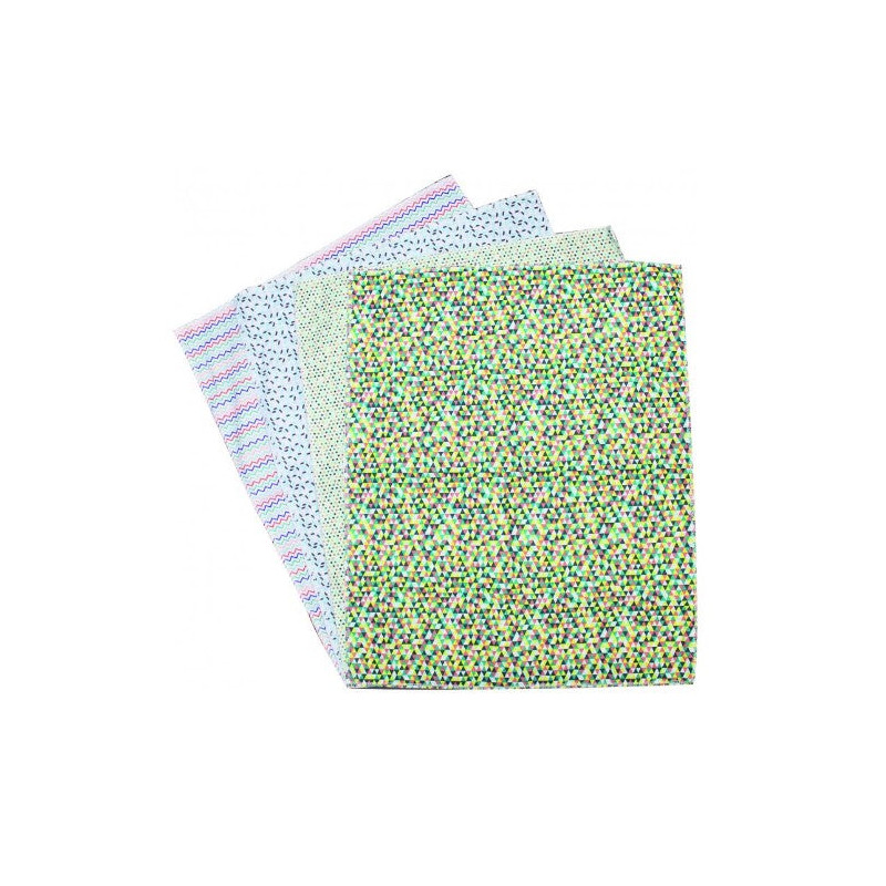 Lot de 4 coupons de tissus imprimés thème Géométrie
